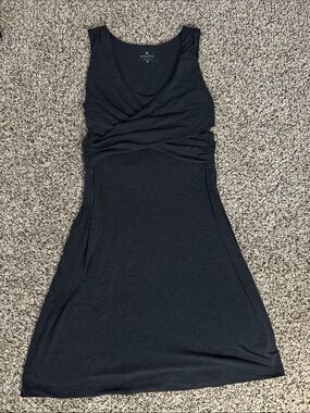Athleta Black Sleeveless Twist-Waist Midi Dress